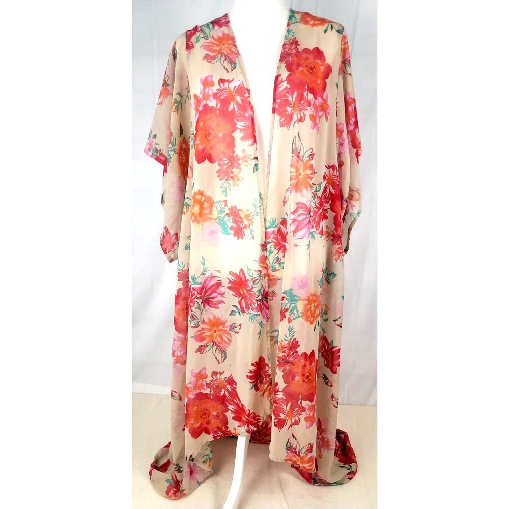 Band of Gypsies Floral Kimono Duster Sheer Chiffon Boho Festival S